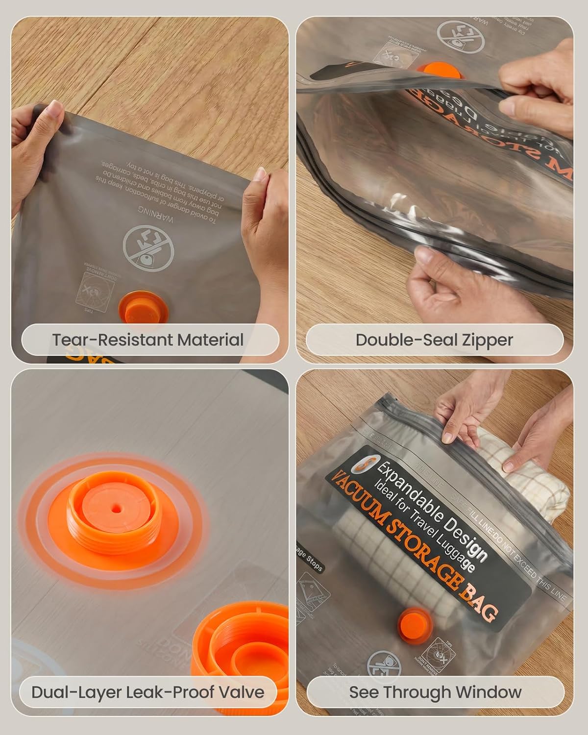 Vacuum Bags for Clothing Travel with Rechargeable Electric Pump, Compression Vacuuum Storage Bags for Luggage and Seasonal Storage, Space Saver Seal Bags for Cruise and Vacation