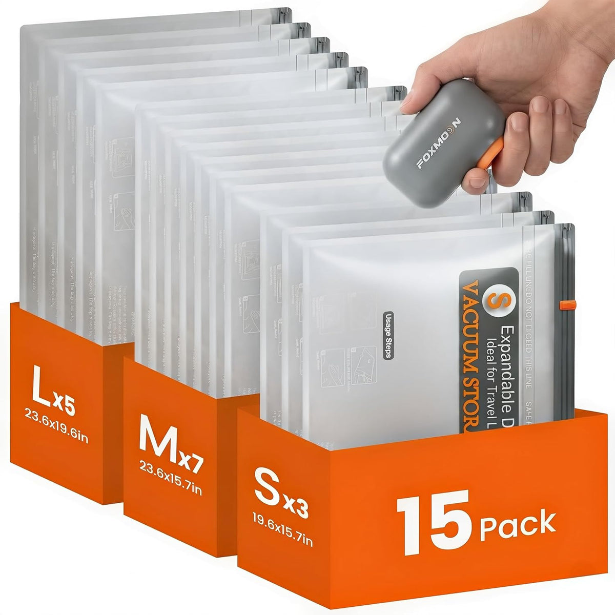 Vacuum Bags for Clothing Travel with Rechargeable Electric Pump, Compression Vacuuum Storage Bags for Luggage and Seasonal Storage, Space Saver Seal Bags for Cruise and Vacation
