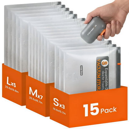 Vacuum Bags for Clothing Travel with Rechargeable Electric Pump, Compression Vacuuum Storage Bags for Luggage and Seasonal Storage, Space Saver Seal Bags for Cruise and Vacation