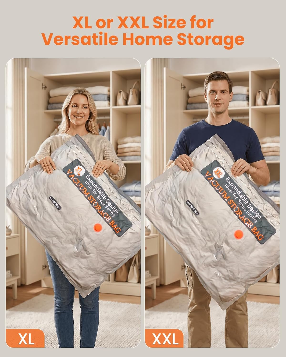 Vacuum Bags for Clothing Travel with Rechargeable Electric Pump, Compression Vacuuum Storage Bags for Luggage and Seasonal Storage, Space Saver Seal Bags for Cruise and Vacation