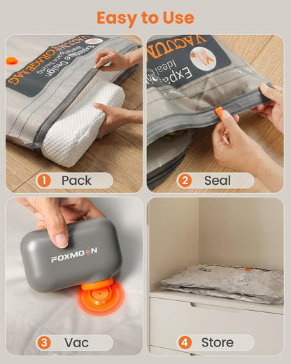 Vacuum Bags for Clothing Travel with Rechargeable Electric Pump, Compression Vacuuum Storage Bags for Luggage and Seasonal Storage, Space Saver Seal Bags for Cruise and Vacation