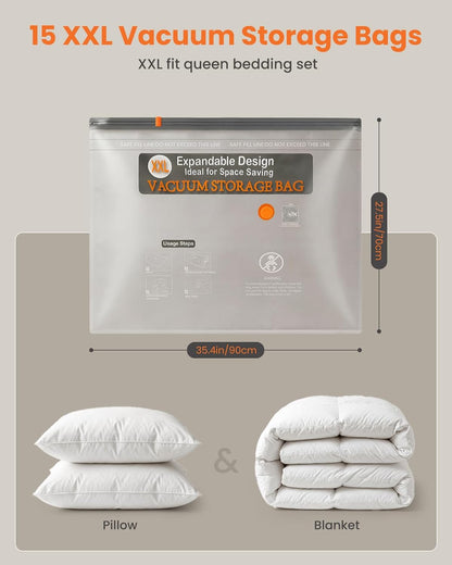 Vacuum Bags for Clothing Travel with Rechargeable Electric Pump, Compression Vacuuum Storage Bags for Luggage and Seasonal Storage, Space Saver Seal Bags for Cruise and Vacation