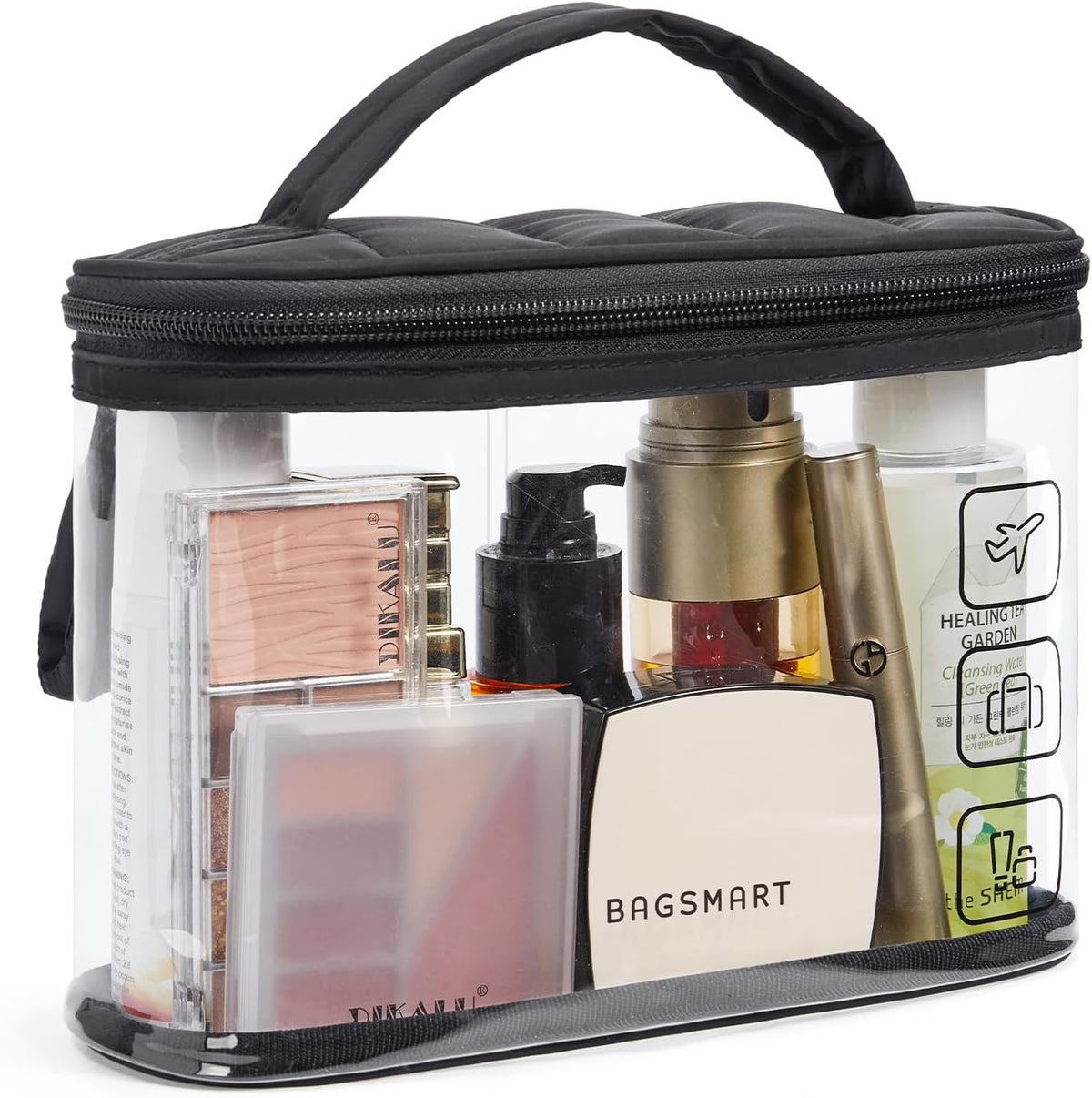 TSA Approved Toiletry Bag, Clear Makeup Cosmetic Bag Organizer, Quart Size Travel Bag for Toiletries, Carry-on Travel Accessories Essentials, Black-2pcs