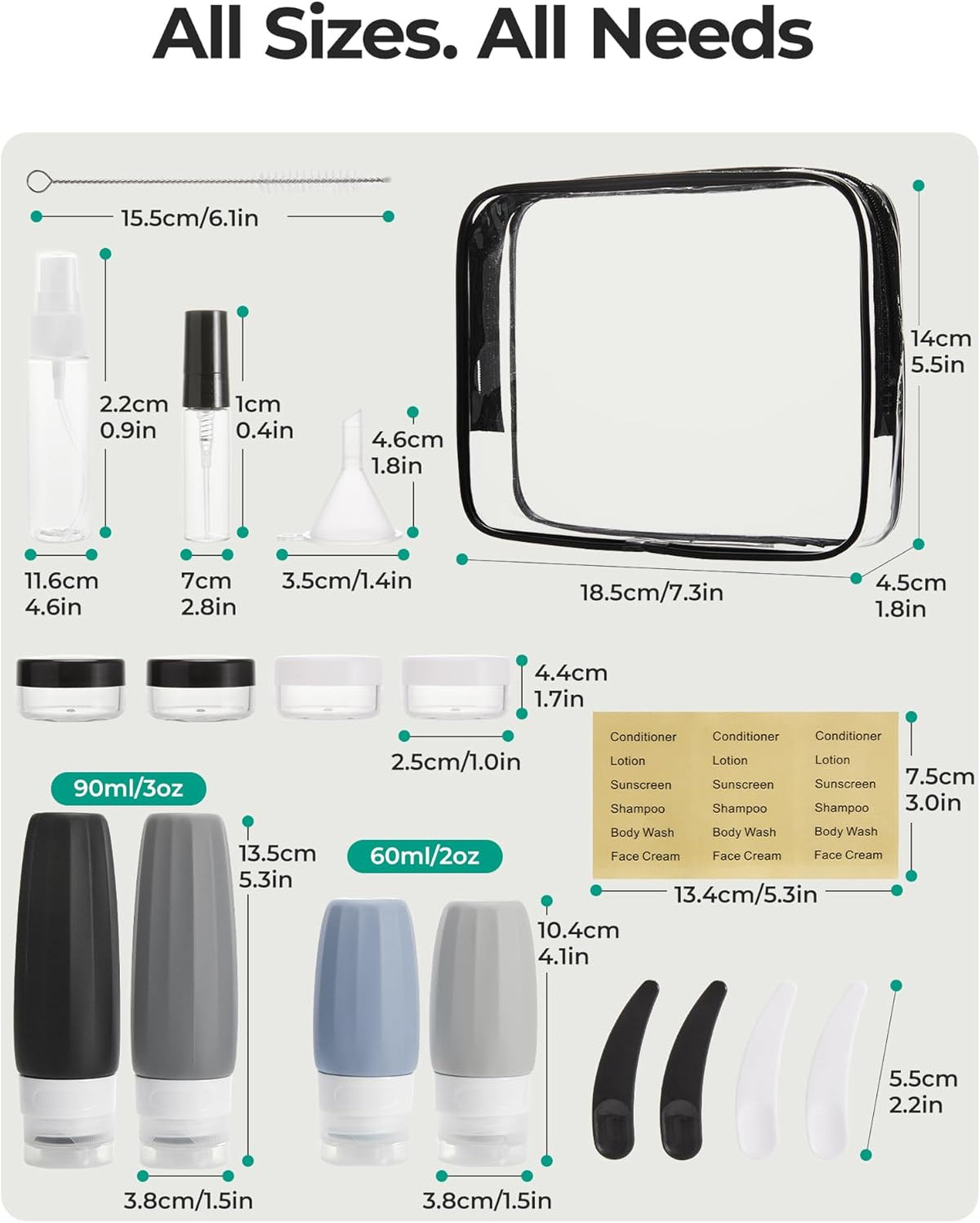 TSA Approved Toiletry Bag, Clear Makeup Cosmetic Bag Organizer, Quart Size Travel Bag for Toiletries, Carry-on Travel Accessories Essentials, Black-2pcs