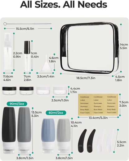 TSA Approved Toiletry Bag, Clear Makeup Cosmetic Bag Organizer, Quart Size Travel Bag for Toiletries, Carry-on Travel Accessories Essentials, Black-2pcs