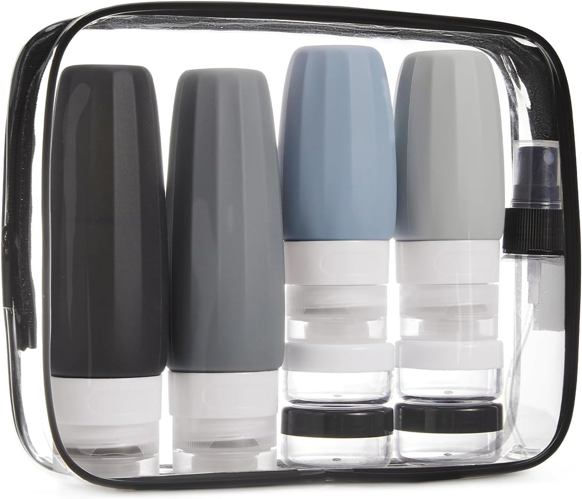 TSA Approved Toiletry Bag, Clear Makeup Cosmetic Bag Organizer, Quart Size Travel Bag for Toiletries, Carry-on Travel Accessories Essentials, Black-2pcs