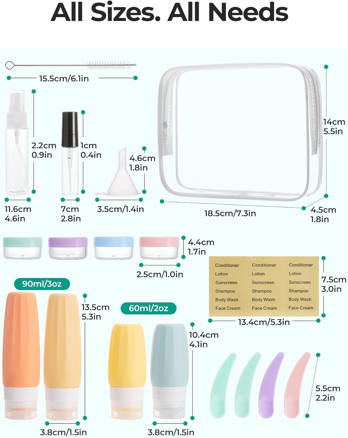 TSA Approved Toiletry Bag, Clear Makeup Cosmetic Bag Organizer, Quart Size Travel Bag for Toiletries, Carry-on Travel Accessories Essentials, Black-2pcs