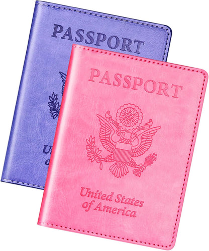Rose Gold & Gray Passport Holder for Travel, Passport Wallet Cover Case for Family Women Men Cruise Essentials, Travel Must Haves Passports Book Protector