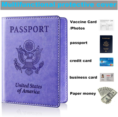 Rose Gold & Gray Passport Holder for Travel, Passport Wallet Cover Case for Family Women Men Cruise Essentials, Travel Must Haves Passports Book Protector