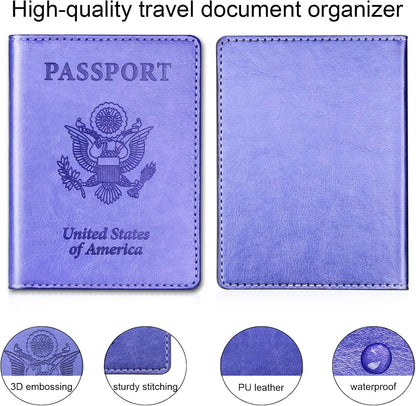 Rose Gold & Gray Passport Holder for Travel, Passport Wallet Cover Case for Family Women Men Cruise Essentials, Travel Must Haves Passports Book Protector