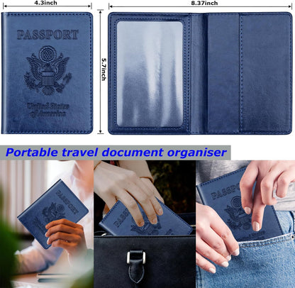 Rose Gold & Gray Passport Holder for Travel, Passport Wallet Cover Case for Family Women Men Cruise Essentials, Travel Must Haves Passports Book Protector