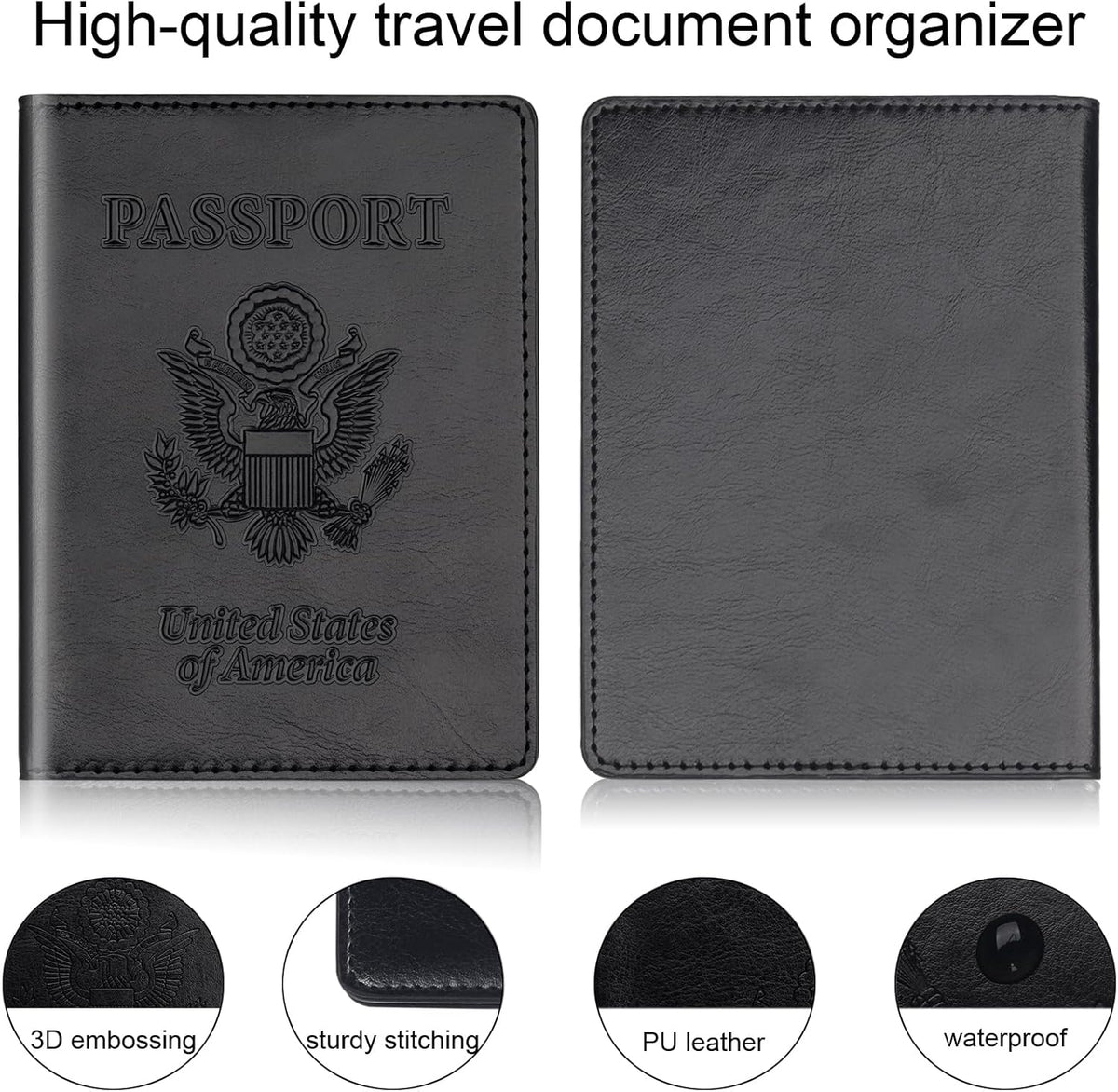 Rose Gold & Gray Passport Holder for Travel, Passport Wallet Cover Case for Family Women Men Cruise Essentials, Travel Must Haves Passports Book Protector