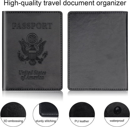 Rose Gold & Gray Passport Holder for Travel, Passport Wallet Cover Case for Family Women Men Cruise Essentials, Travel Must Haves Passports Book Protector