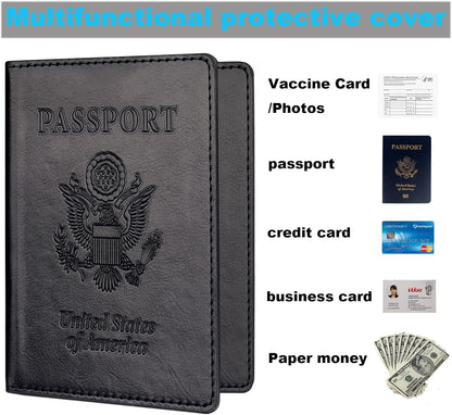 Rose Gold & Gray Passport Holder for Travel, Passport Wallet Cover Case for Family Women Men Cruise Essentials, Travel Must Haves Passports Book Protector