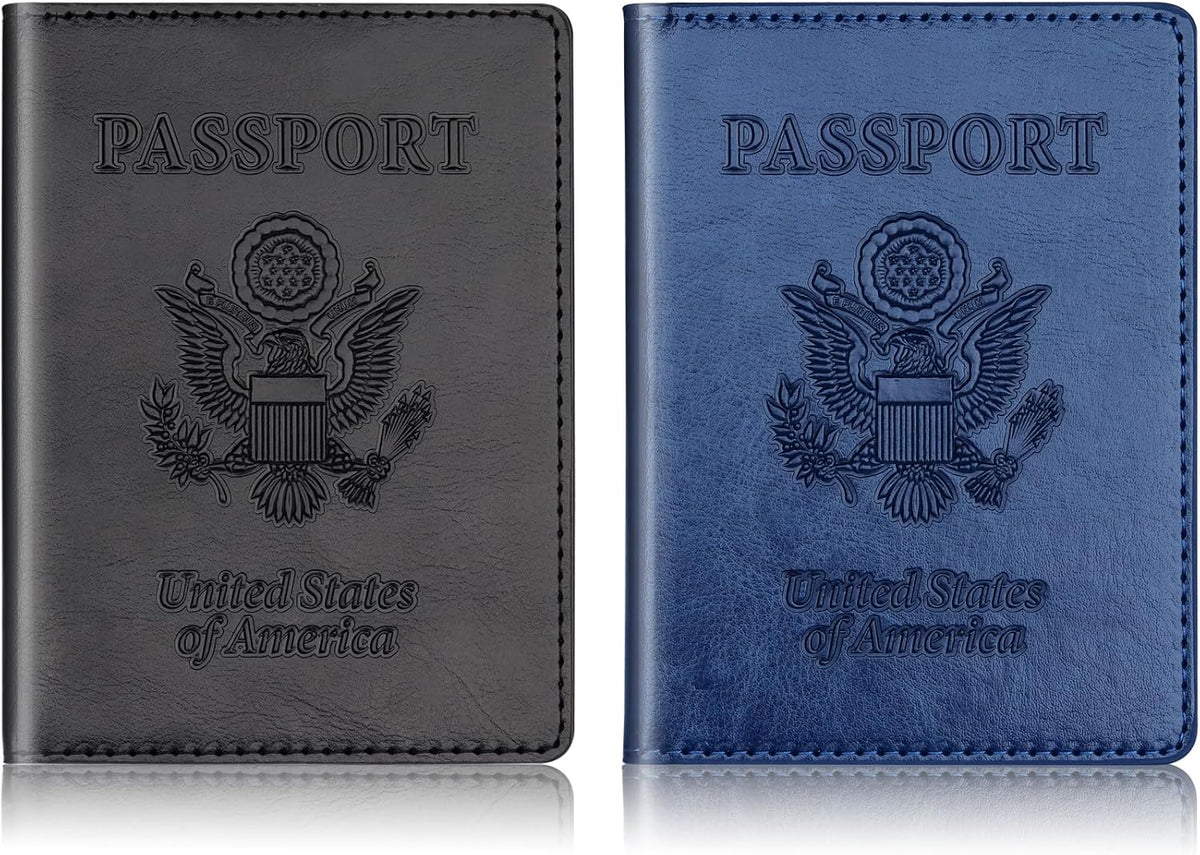 Rose Gold & Gray Passport Holder for Travel, Passport Wallet Cover Case for Family Women Men Cruise Essentials, Travel Must Haves Passports Book Protector