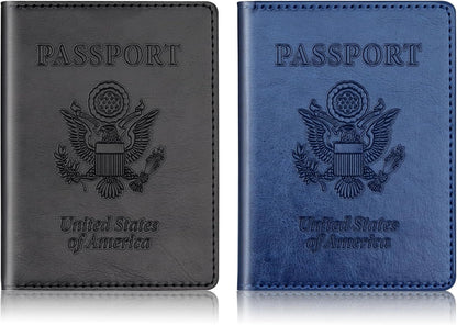 Rose Gold & Gray Passport Holder for Travel, Passport Wallet Cover Case for Family Women Men Cruise Essentials, Travel Must Haves Passports Book Protector