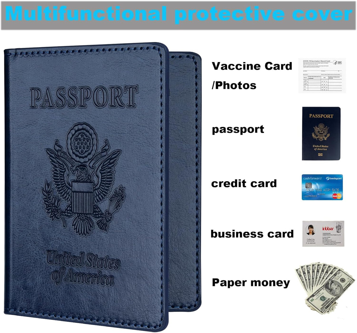 Rose Gold & Gray Passport Holder for Travel, Passport Wallet Cover Case for Family Women Men Cruise Essentials, Travel Must Haves Passports Book Protector