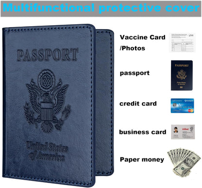 Rose Gold & Gray Passport Holder for Travel, Passport Wallet Cover Case for Family Women Men Cruise Essentials, Travel Must Haves Passports Book Protector