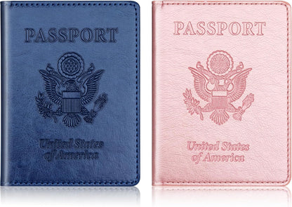 Rose Gold & Gray Passport Holder for Travel, Passport Wallet Cover Case for Family Women Men Cruise Essentials, Travel Must Haves Passports Book Protector