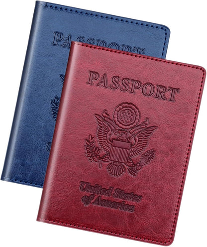Rose Gold & Gray Passport Holder for Travel, Passport Wallet Cover Case for Family Women Men Cruise Essentials, Travel Must Haves Passports Book Protector