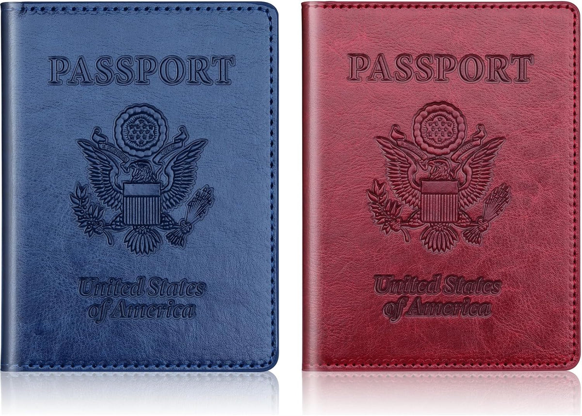 Rose Gold & Gray Passport Holder for Travel, Passport Wallet Cover Case for Family Women Men Cruise Essentials, Travel Must Haves Passports Book Protector