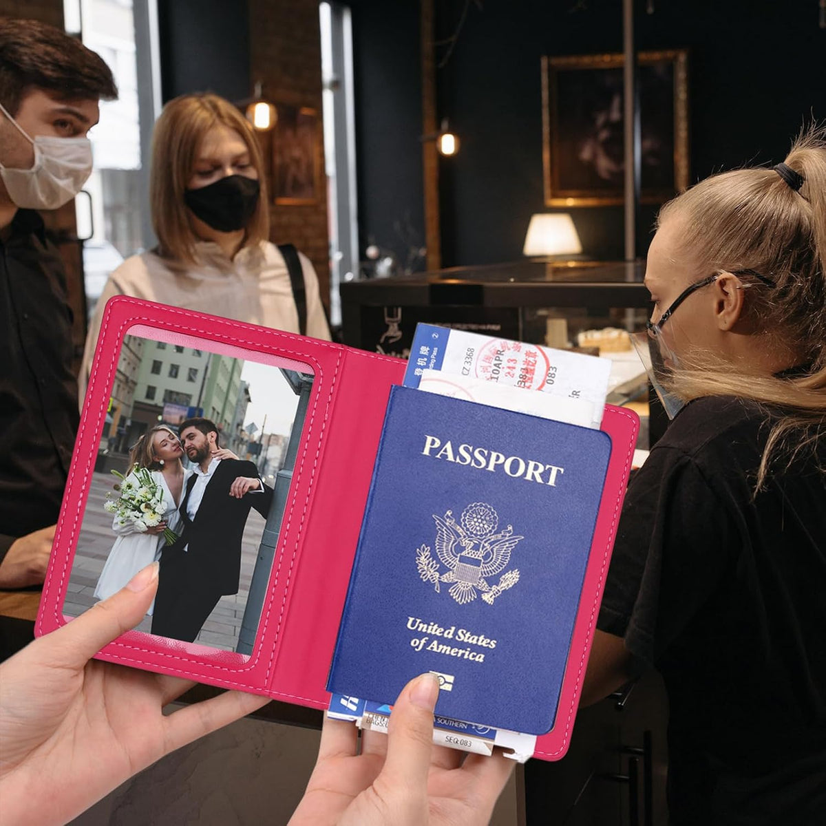 Rose Gold & Gray Passport Holder for Travel, Passport Wallet Cover Case for Family Women Men Cruise Essentials, Travel Must Haves Passports Book Protector