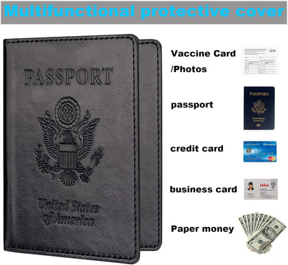 Rose Gold & Gray Passport Holder for Travel, Passport Wallet Cover Case for Family Women Men Cruise Essentials, Travel Must Haves Passports Book Protector
