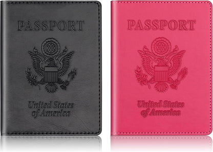 Rose Gold & Gray Passport Holder for Travel, Passport Wallet Cover Case for Family Women Men Cruise Essentials, Travel Must Haves Passports Book Protector