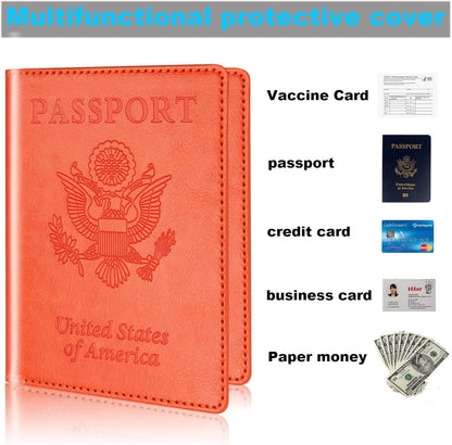 Rose Gold & Gray Passport Holder for Travel, Passport Wallet Cover Case for Family Women Men Cruise Essentials, Travel Must Haves Passports Book Protector