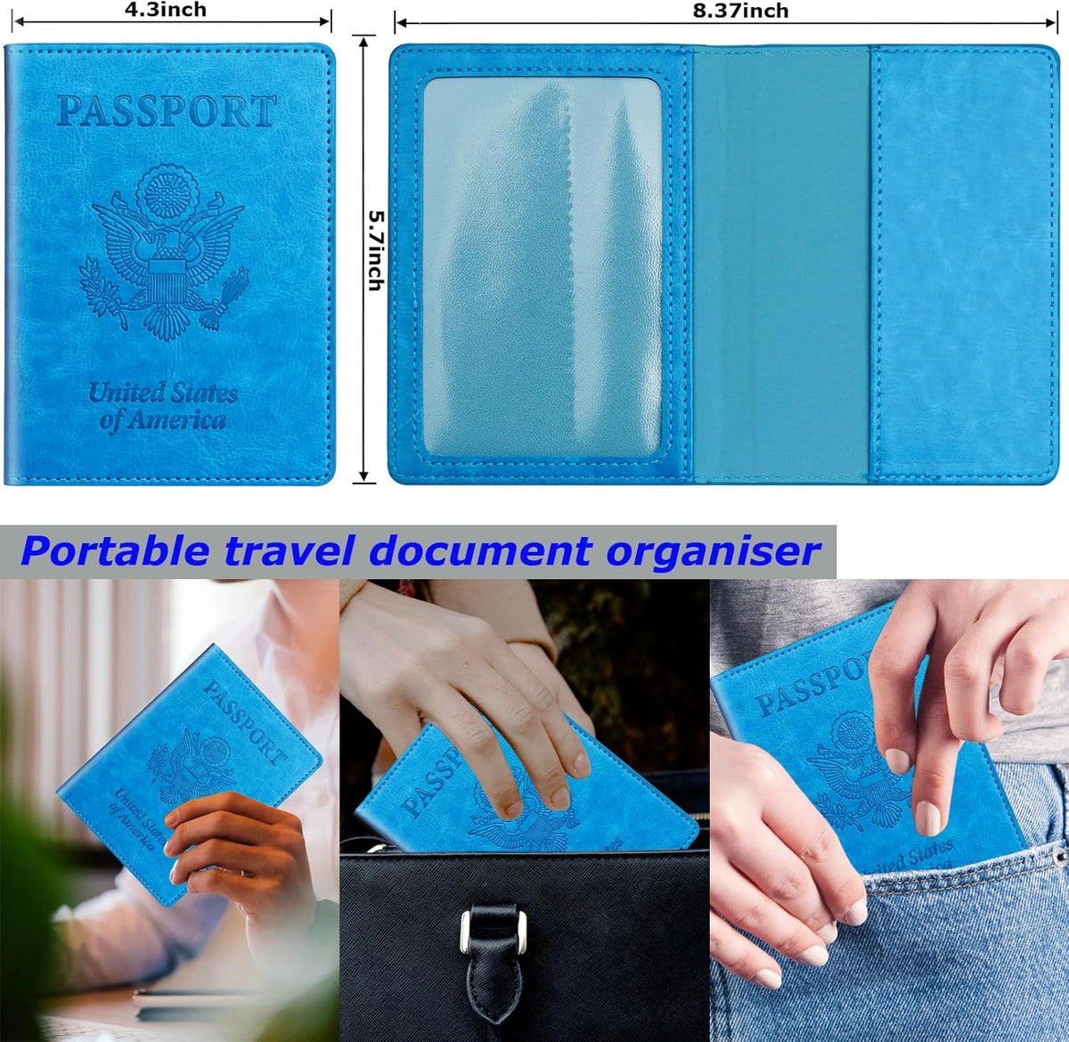 Rose Gold & Gray Passport Holder for Travel, Passport Wallet Cover Case for Family Women Men Cruise Essentials, Travel Must Haves Passports Book Protector