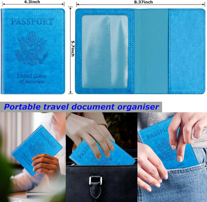 Rose Gold & Gray Passport Holder for Travel, Passport Wallet Cover Case for Family Women Men Cruise Essentials, Travel Must Haves Passports Book Protector