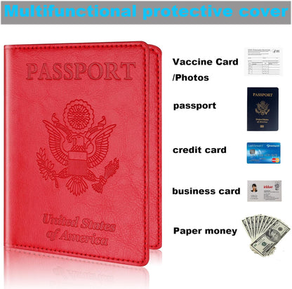Rose Gold & Gray Passport Holder for Travel, Passport Wallet Cover Case for Family Women Men Cruise Essentials, Travel Must Haves Passports Book Protector