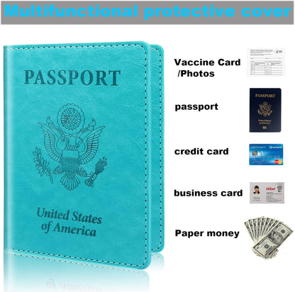 Rose Gold & Gray Passport Holder for Travel, Passport Wallet Cover Case for Family Women Men Cruise Essentials, Travel Must Haves Passports Book Protector