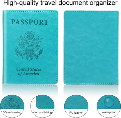 Rose Gold & Gray Passport Holder for Travel, Passport Wallet Cover Case for Family Women Men Cruise Essentials, Travel Must Haves Passports Book Protector