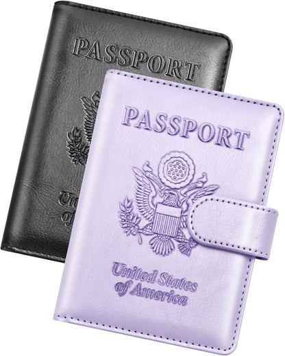 Rose Gold & Gray Passport Holder for Travel, Passport Wallet Cover Case for Family Women Men Cruise Essentials, Travel Must Haves Passports Book Protector
