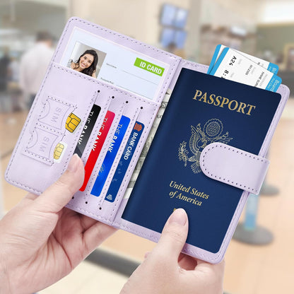 Rose Gold & Gray Passport Holder for Travel, Passport Wallet Cover Case for Family Women Men Cruise Essentials, Travel Must Haves Passports Book Protector