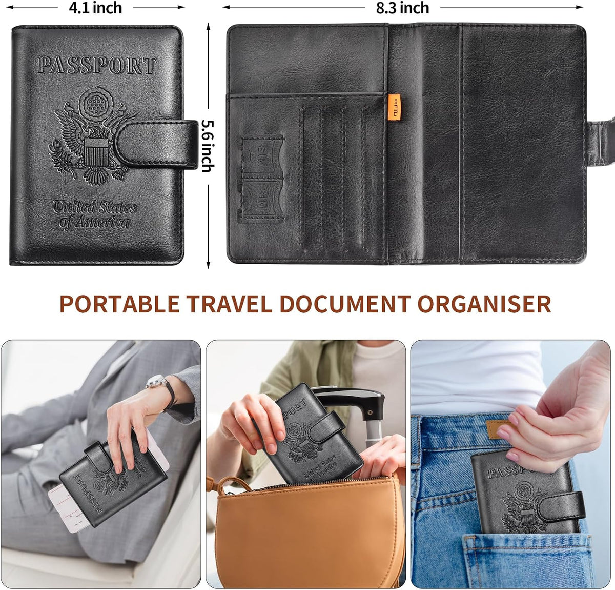 Rose Gold & Gray Passport Holder for Travel, Passport Wallet Cover Case for Family Women Men Cruise Essentials, Travel Must Haves Passports Book Protector