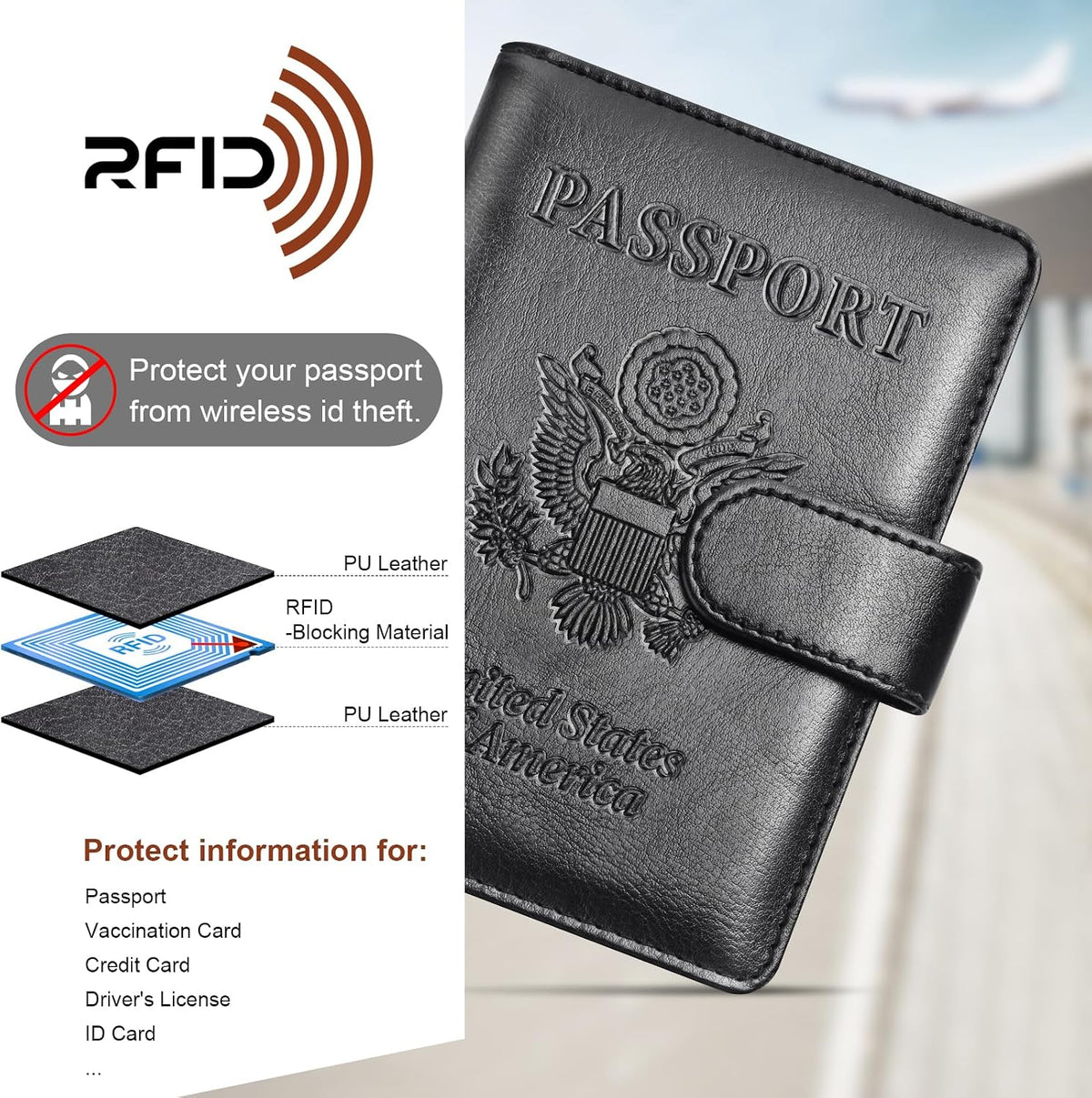 Rose Gold & Gray Passport Holder for Travel, Passport Wallet Cover Case for Family Women Men Cruise Essentials, Travel Must Haves Passports Book Protector