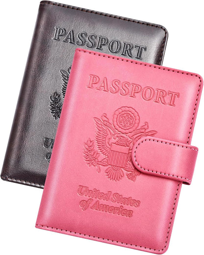 Rose Gold & Gray Passport Holder for Travel, Passport Wallet Cover Case for Family Women Men Cruise Essentials, Travel Must Haves Passports Book Protector