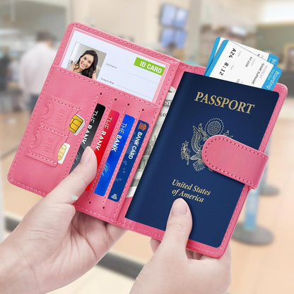 Rose Gold & Gray Passport Holder for Travel, Passport Wallet Cover Case for Family Women Men Cruise Essentials, Travel Must Haves Passports Book Protector