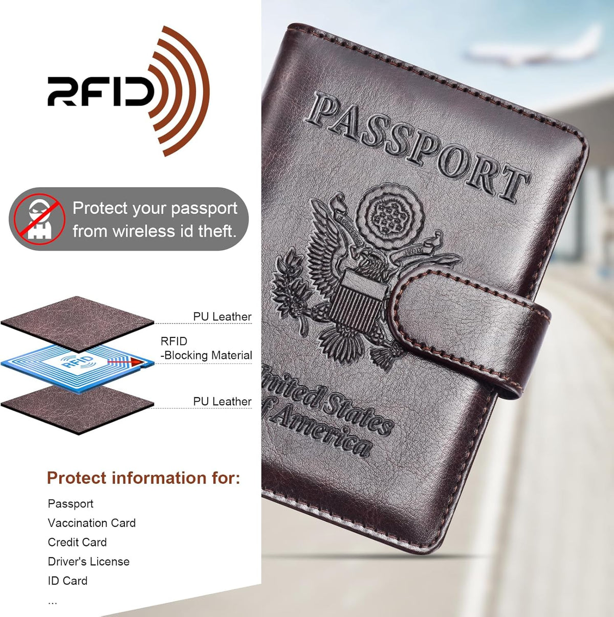 Rose Gold & Gray Passport Holder for Travel, Passport Wallet Cover Case for Family Women Men Cruise Essentials, Travel Must Haves Passports Book Protector