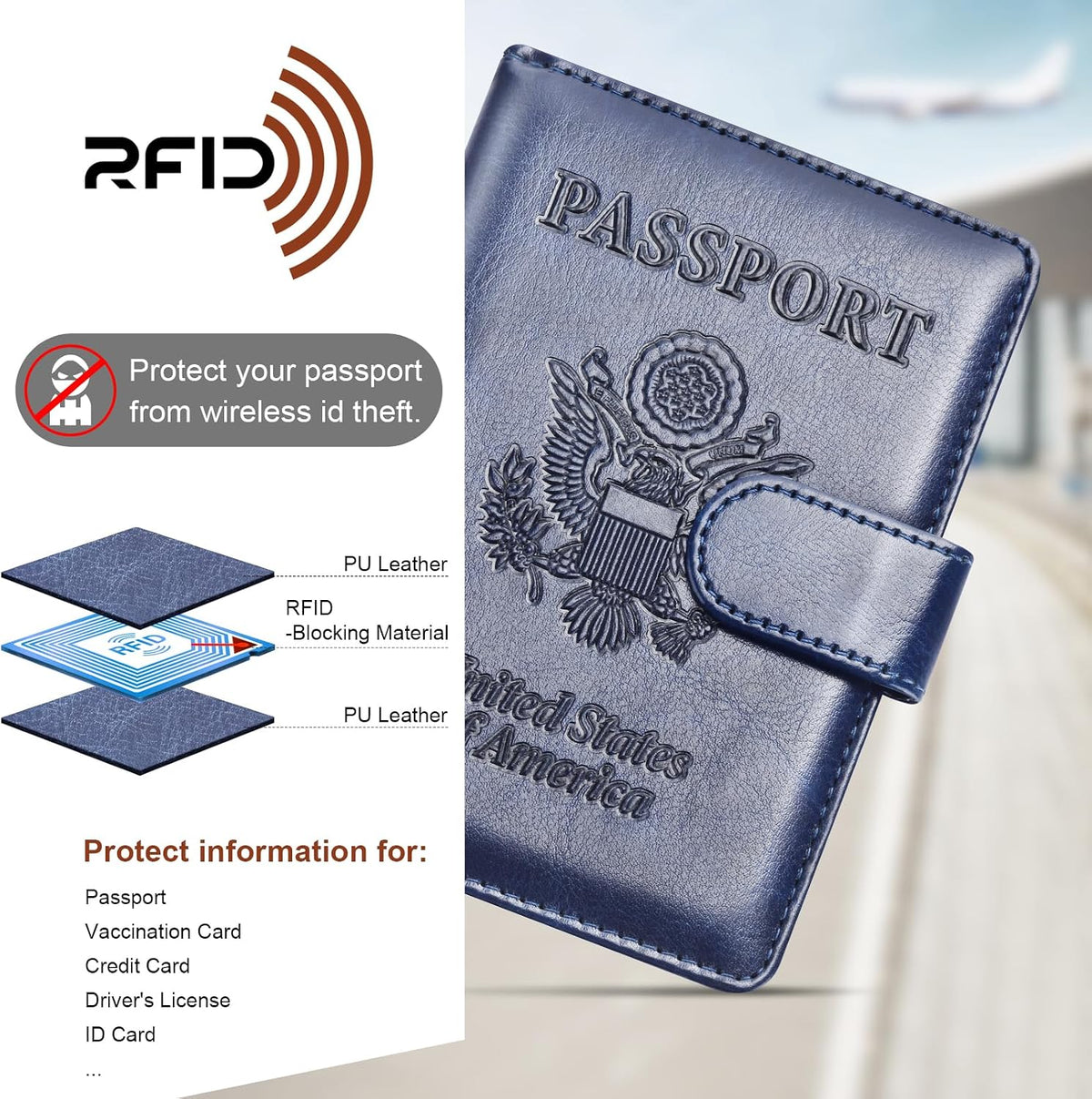 Rose Gold & Gray Passport Holder for Travel, Passport Wallet Cover Case for Family Women Men Cruise Essentials, Travel Must Haves Passports Book Protector