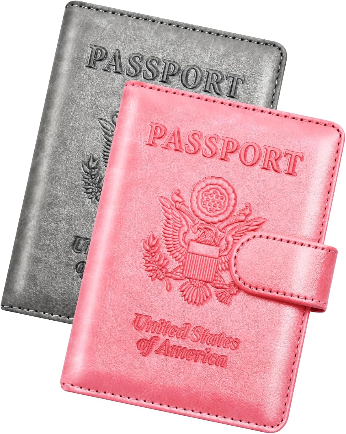 Rose Gold & Gray Passport Holder for Travel, Passport Wallet Cover Case for Family Women Men Cruise Essentials, Travel Must Haves Passports Book Protector