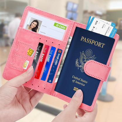 Rose Gold & Gray Passport Holder for Travel, Passport Wallet Cover Case for Family Women Men Cruise Essentials, Travel Must Haves Passports Book Protector