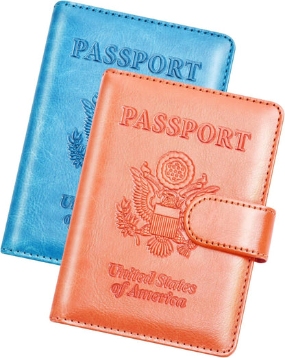 Rose Gold & Gray Passport Holder for Travel, Passport Wallet Cover Case for Family Women Men Cruise Essentials, Travel Must Haves Passports Book Protector