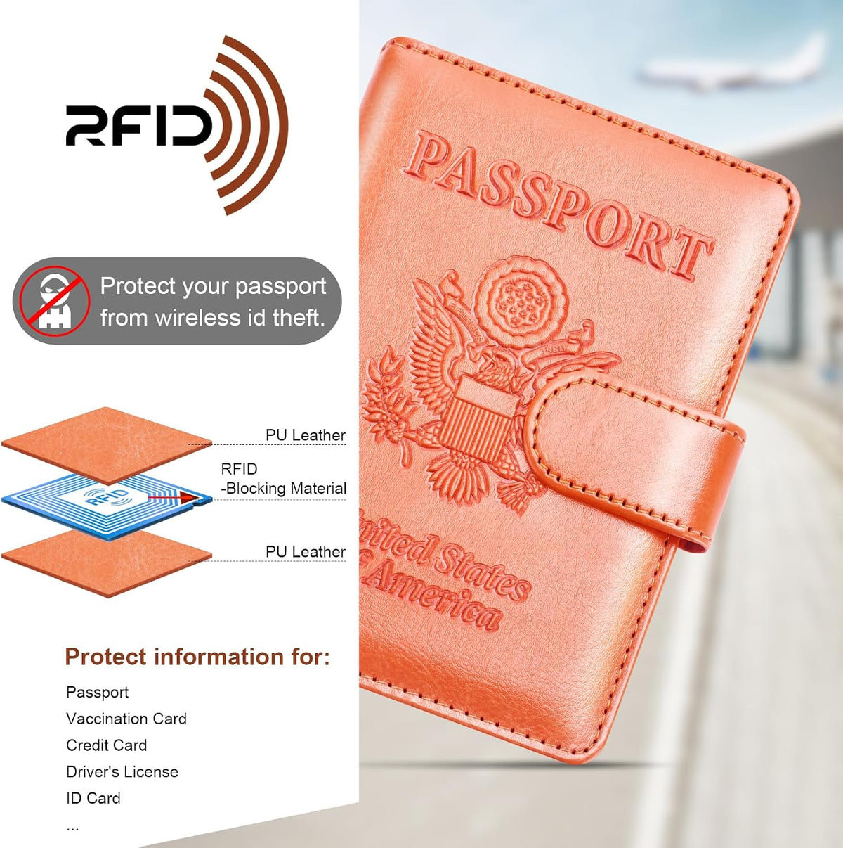 Rose Gold & Gray Passport Holder for Travel, Passport Wallet Cover Case for Family Women Men Cruise Essentials, Travel Must Haves Passports Book Protector