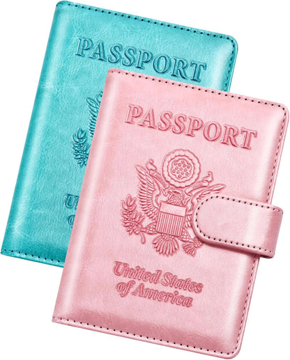 Rose Gold & Gray Passport Holder for Travel, Passport Wallet Cover Case for Family Women Men Cruise Essentials, Travel Must Haves Passports Book Protector