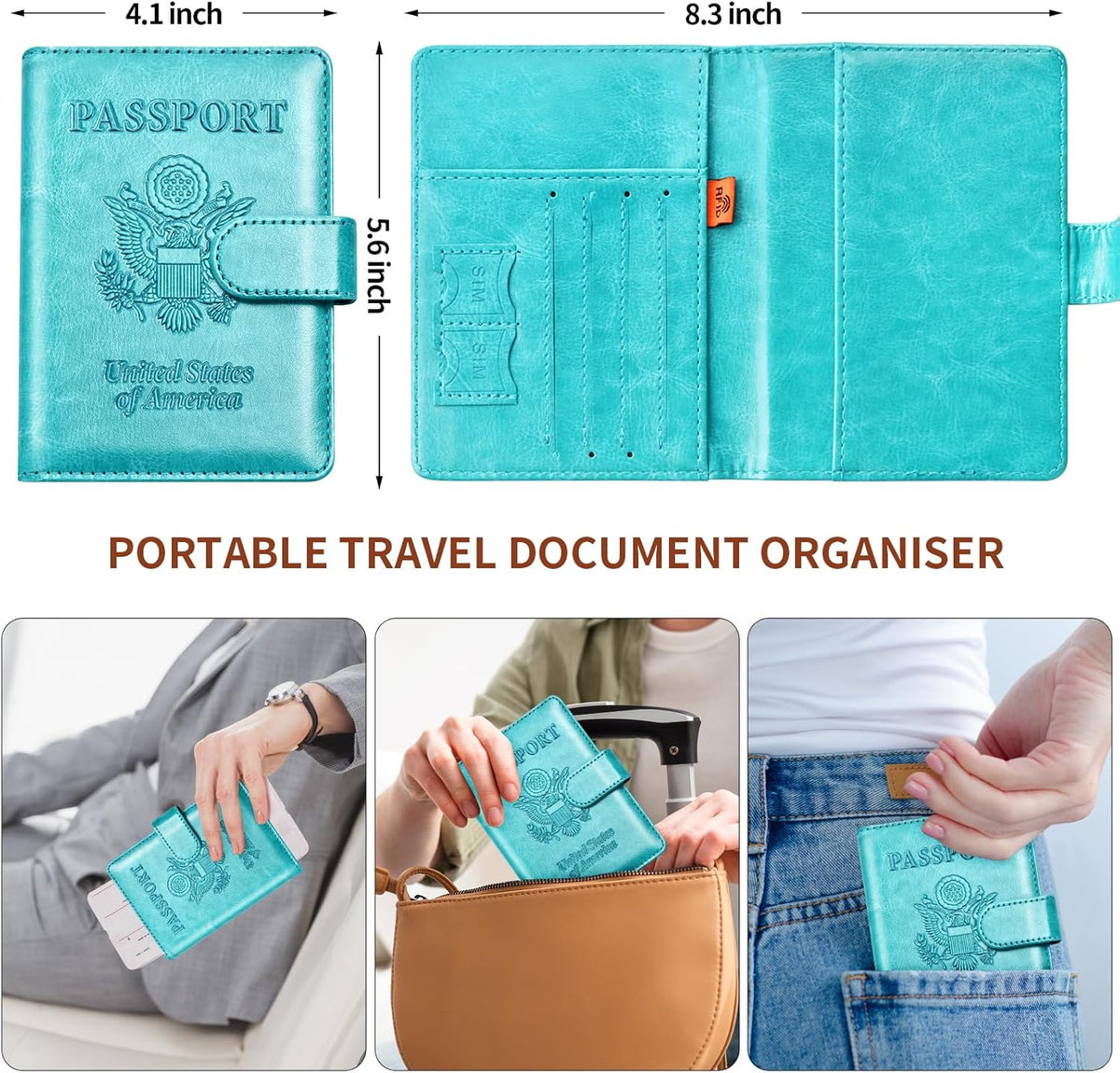 Rose Gold & Gray Passport Holder for Travel, Passport Wallet Cover Case for Family Women Men Cruise Essentials, Travel Must Haves Passports Book Protector