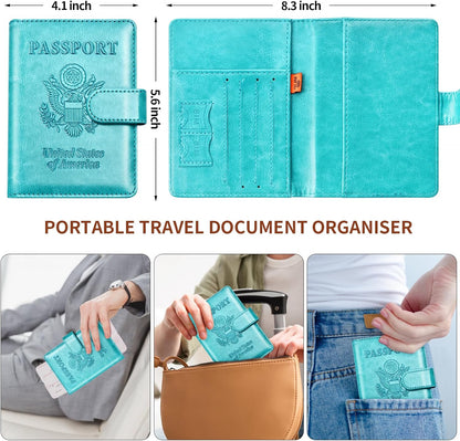 Rose Gold & Gray Passport Holder for Travel, Passport Wallet Cover Case for Family Women Men Cruise Essentials, Travel Must Haves Passports Book Protector