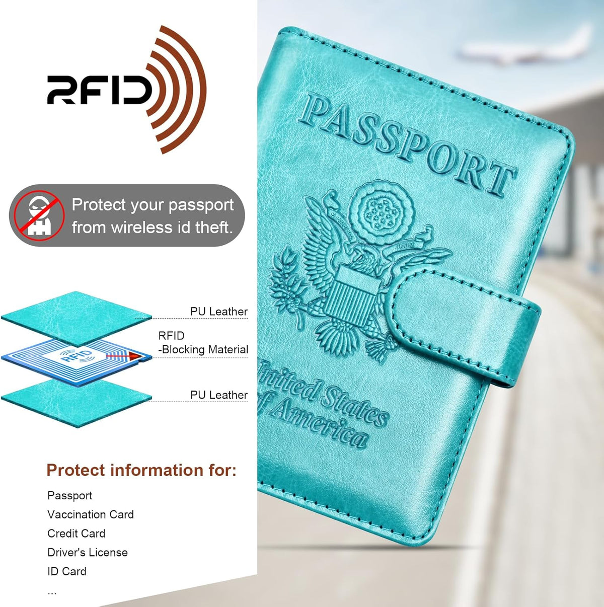 Rose Gold & Gray Passport Holder for Travel, Passport Wallet Cover Case for Family Women Men Cruise Essentials, Travel Must Haves Passports Book Protector